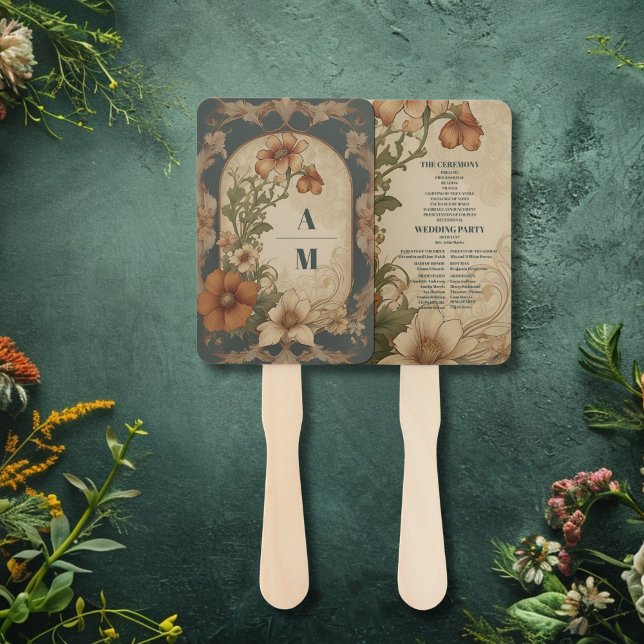 Vintage Bougainvillea  Art Nouveau Wedding Hand Fan (Creator Uploaded)