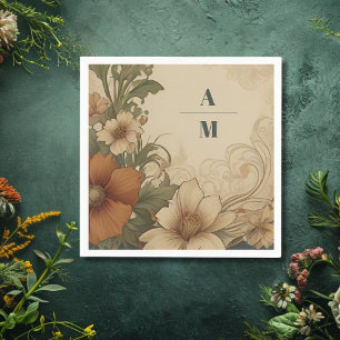 Vintage Bougainvillea  Art Nouveau Wedding Napkin