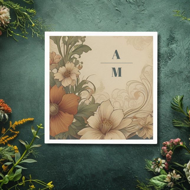Vintage Bougainvillea  Art Nouveau Wedding Napkin (Creator Uploaded)