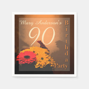 Vintage Bouquet 90th Birthday paper napkins