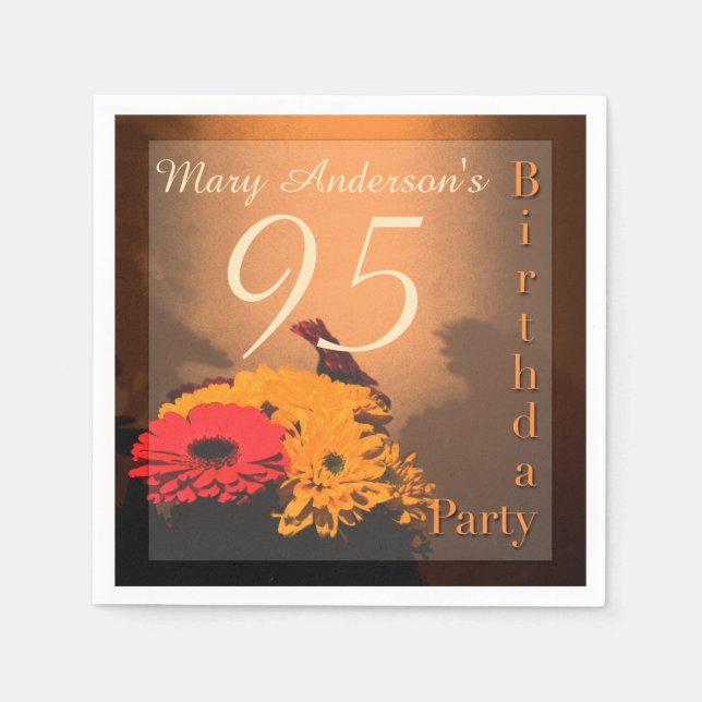 Vintage Bouquet 95th Birthday Paper Napkin (Front)