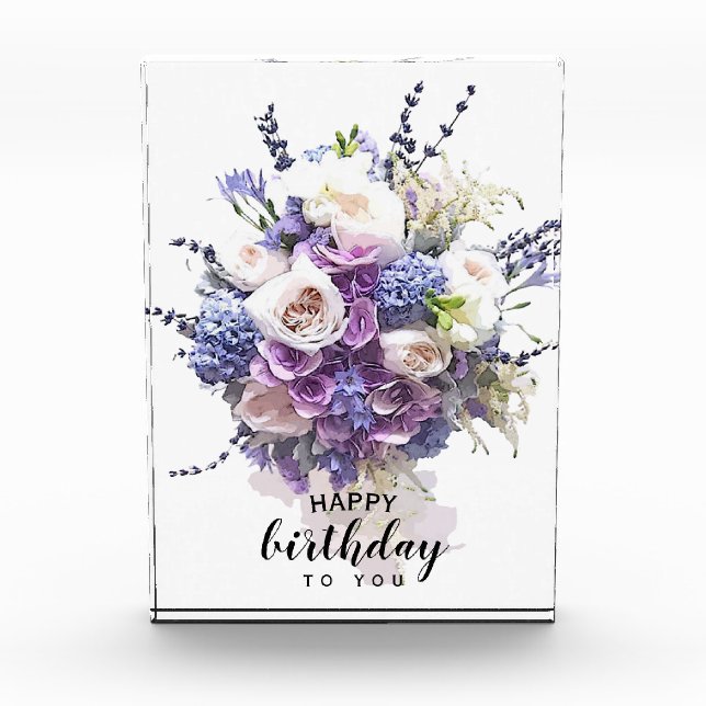 Vintage Bouquet | Customised Birthday Calligraphy Photo Block (Front)