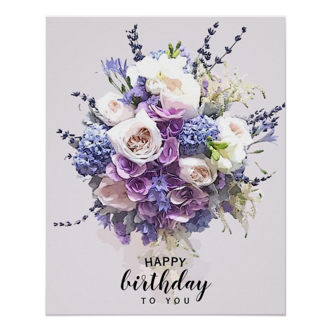 Vintage Bouquet | Customised Birthday Calligraphy Poster (Front)