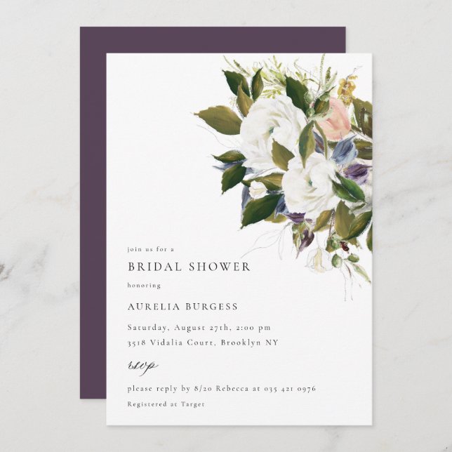 Vintage Bouquet Floral Bridal Shower Invitation (Front/Back)