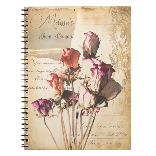 Vintage bouquet of roses feminine junk journal (Front)