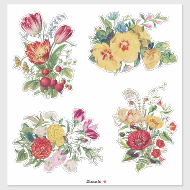 Vintage Bouquets Sticker Set (Sheet)