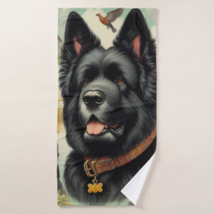 Vintage Bouvier des Flandres Seamless Bath Towel