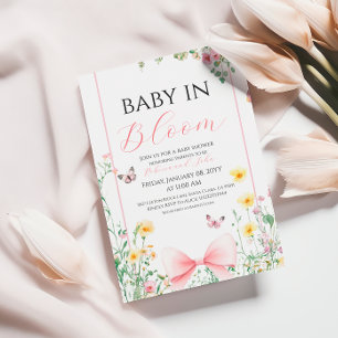 Vintage Bow Baby in Bloom Butterfly Baby Shower Invitation