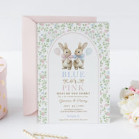 Vintage Bow Bunny Blue or Pink Gender Reveal