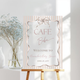 Vintage Bow Cafe Bebe Coffee Baby Shower Welcome Acrylic Sign