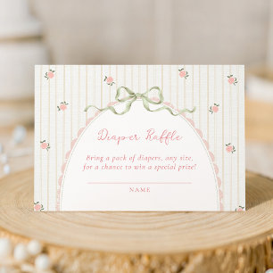 Vintage Bow Diaper Raffle Enclosure Card