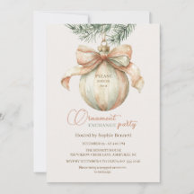 Vintage Bow Ornament Christmas Exchange Party