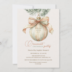 Vintage Bow Ornament Christmas Exchange Party Invitation