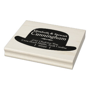 Vintage Bowler Hat Return Address Stamp