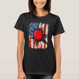 Vintage Bowling 4th Of July Usa American Flag Mens T-Shirt