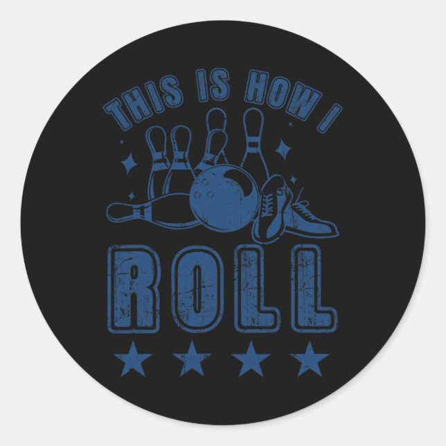 Vintage Bowling Bowler  Classic Round Sticker (Front)