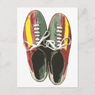 Vintage Bowling Shoes Retro Bowling Shoe Postcard