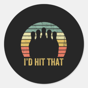 Vintage Bowling Team Fun Retro Bowler Sport Bowl  Classic Round Sticker