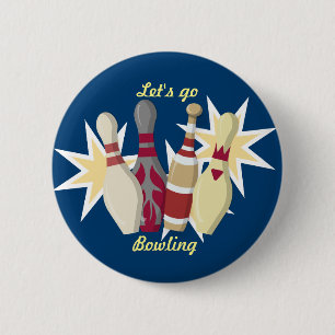 Vintage Bowling Themed 6 Cm Round Badge