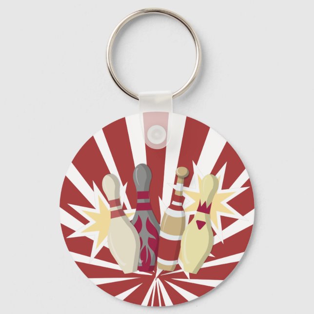 Vintage Bowling Themed Key Ring (Front)