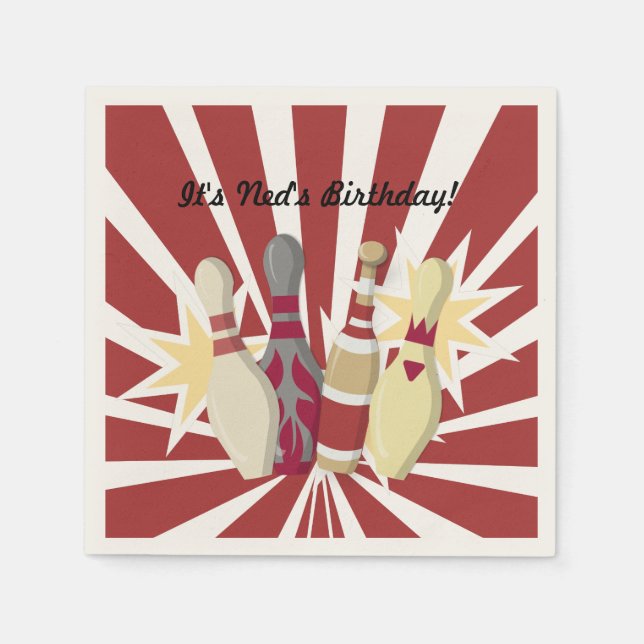 Vintage Bowling Themed Napkin (Front)