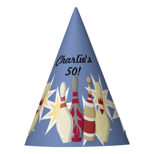 Vintage Bowling Themed Party Hat (Front)