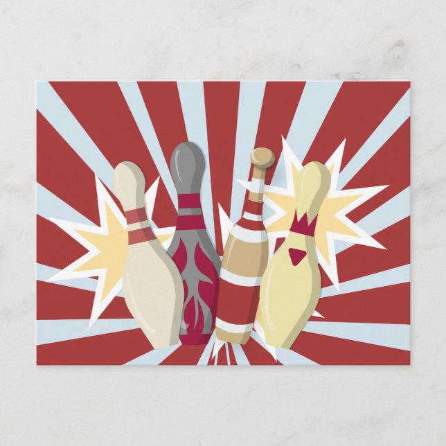 Vintage Bowling Themed Postcard (Front)