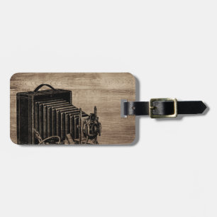 Vintage Box Camera Silhouette Luggage Tag