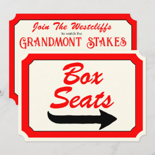 Vintage Box Seats Track Sign Horse Race Party Invitation