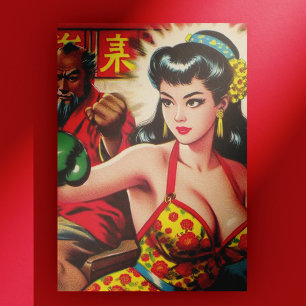 Vintage Boxe Girl Postcard