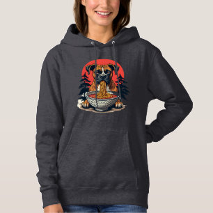 Vintage Boxer Dog Eating Ramen Japanese Sunset Ill Hoodie