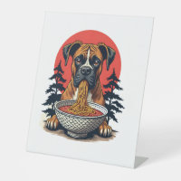 Vintage Boxer Dog Eating Ramen Japanese Sunset Ill