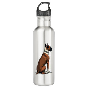 Vintage Boxer Dog From Behind Illustration Brown W 710 Ml Water Bottle