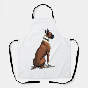 Vintage Boxer Dog From Behind Illustration Brown W Apron
