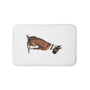 Vintage Boxer Dog From Behind Illustration Brown W Bath Mat