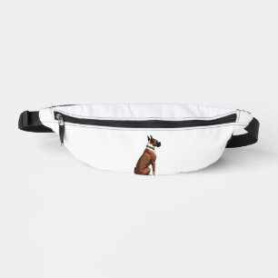 Vintage Boxer Dog From Behind Illustration Brown W Bum Bags
