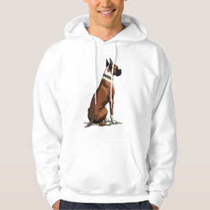 Vintage Boxer Dog From Behind Illustration Brown W Hoodie