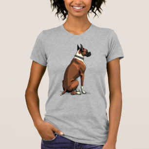 Vintage Boxer Dog From Behind Illustration Brown W T-Shirt
