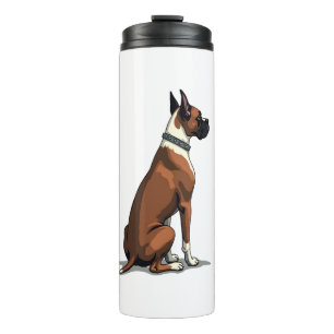 Vintage Boxer Dog From Behind Illustration Brown W Thermal Tumbler