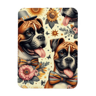 Vintage Boxer Dog Illustration Magnet