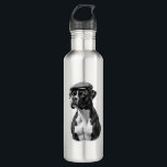 Vintage Boxer Dog in Cap Monochrome Graphic Illust 710 Ml Water Bottle<br><div class="desc">Vintage Boxer Dog in Cap Monochrome Graphic Illustration Design 2</div>