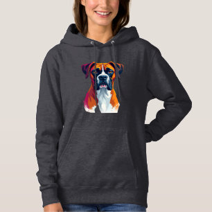 Vintage Boxer Dog Portrait Colour Splash Pop Art I Hoodie