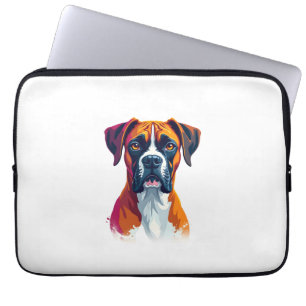 Vintage Boxer Dog Portrait Colour Splash Pop Art I Laptop Sleeve