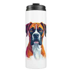 Vintage Boxer Dog Portrait Colour Splash Pop Art I Thermal Tumbler