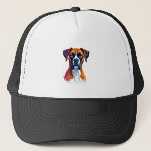 Vintage Boxer Dog Portrait Colour Splash Pop Art I Trucker Hat
