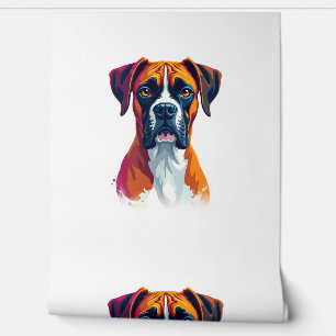 Vintage Boxer Dog Portrait Colour Splash Pop Art I Wallpaper