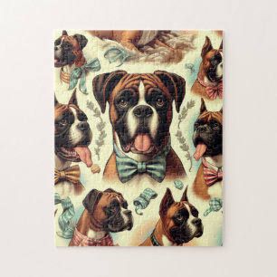 Vintage Boxer Dog Seamless Jigsaw Puzzle