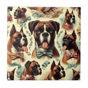 Vintage Boxer Dog Seamless Tile