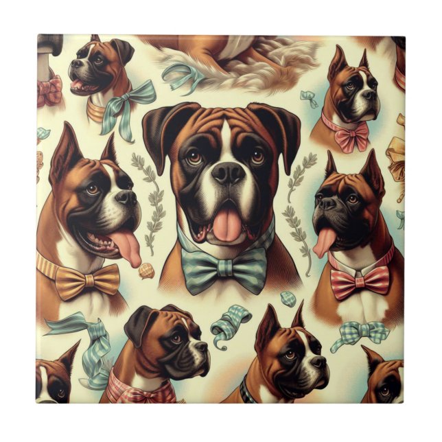 Vintage Boxer Dog Seamless Tile (Front)