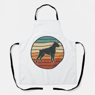 Vintage Boxer Dog Sunset Engraving Vector Design_1 Apron